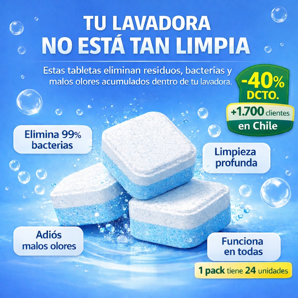 PureWash Tabs™ Pack 24 Pastillas Limpieza De Lavadora