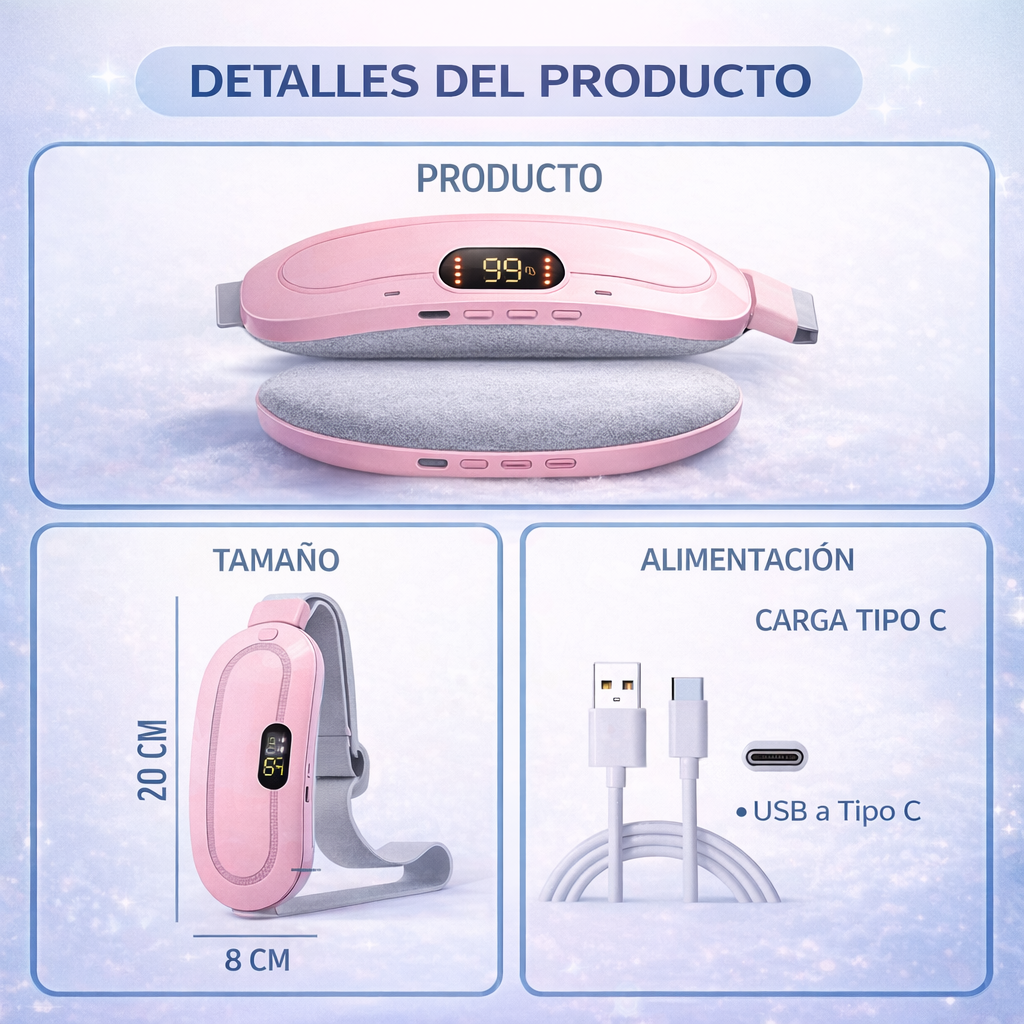 CalmaHeat™ Cinturón Calentador Menstrual Masajeador aaa