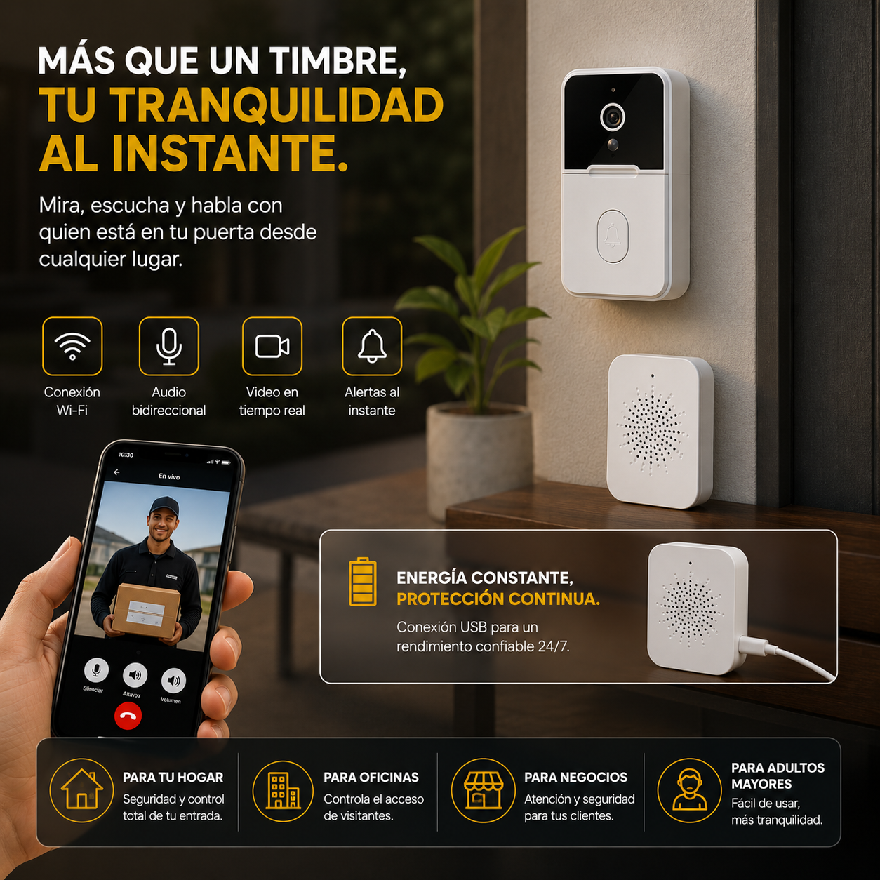 SecureVue™ | Timbre inalámbrico con WIFI